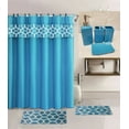 thumbnail image 2 of Bathroom Set Geometric Turquoise Print Design 19 pieces With Non-Slip 2 Rugs, Bath Mat, Shower Curtain with 12 Hooks 72x72 inch, 4 Pieces Matching Ceramic Accesories for Bathroom, 2 of 2
