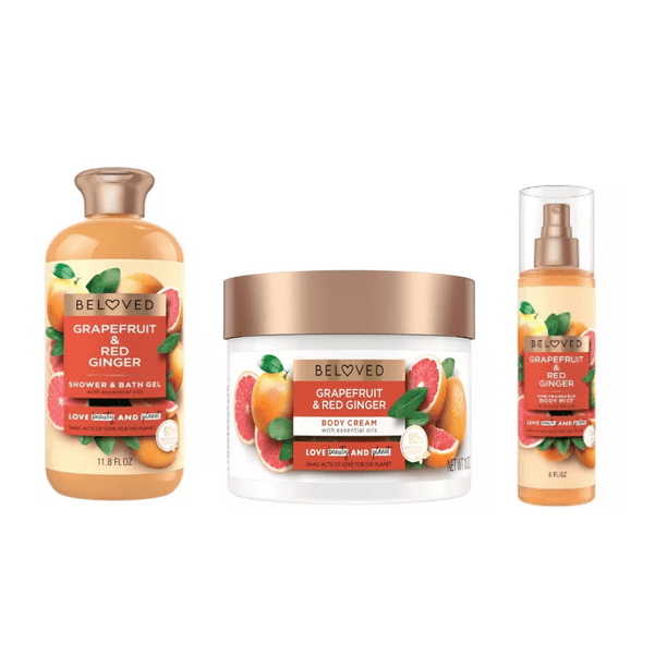 Beloved Grapefruit Oil & Red Ginger Shower/Bath Gel Body Wash, Body Cream  Lotion & Body Mist (3 Pc Set) - Walmart.com