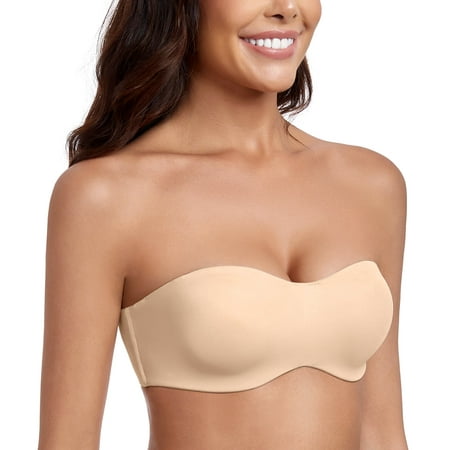Curyon Womens Strapless Bandeau Underwire Unlined Plus Size Minimizer Bra 34DD