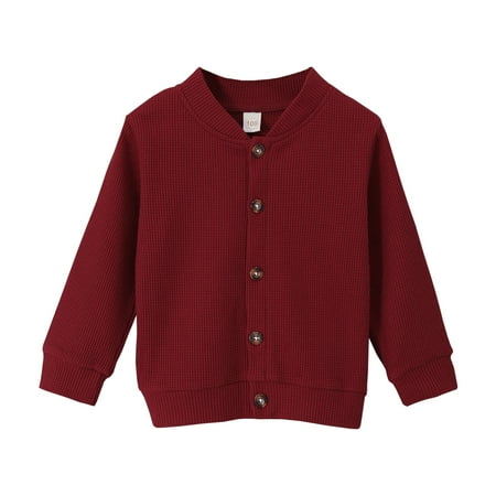 

Kucnuzki Toddler Girl Clothes 3T Infant Girl Fall-Winter Tops 4T Toddler Girl Long Sleeve Solid Color Sweater Cardigan Tops Red
