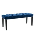 thumbnail image 3 of Rectangle Velvet Bedroom Bench With Rubber Wooden Leg Upholstered Tufted Bench For Living Room 45.28x16.93x18.90in, 3 of 9