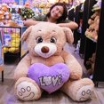 thumbnail image 5 of Pelucheria Oso Rechoncho Beige LOVE con corazon Morado, 5 of 5