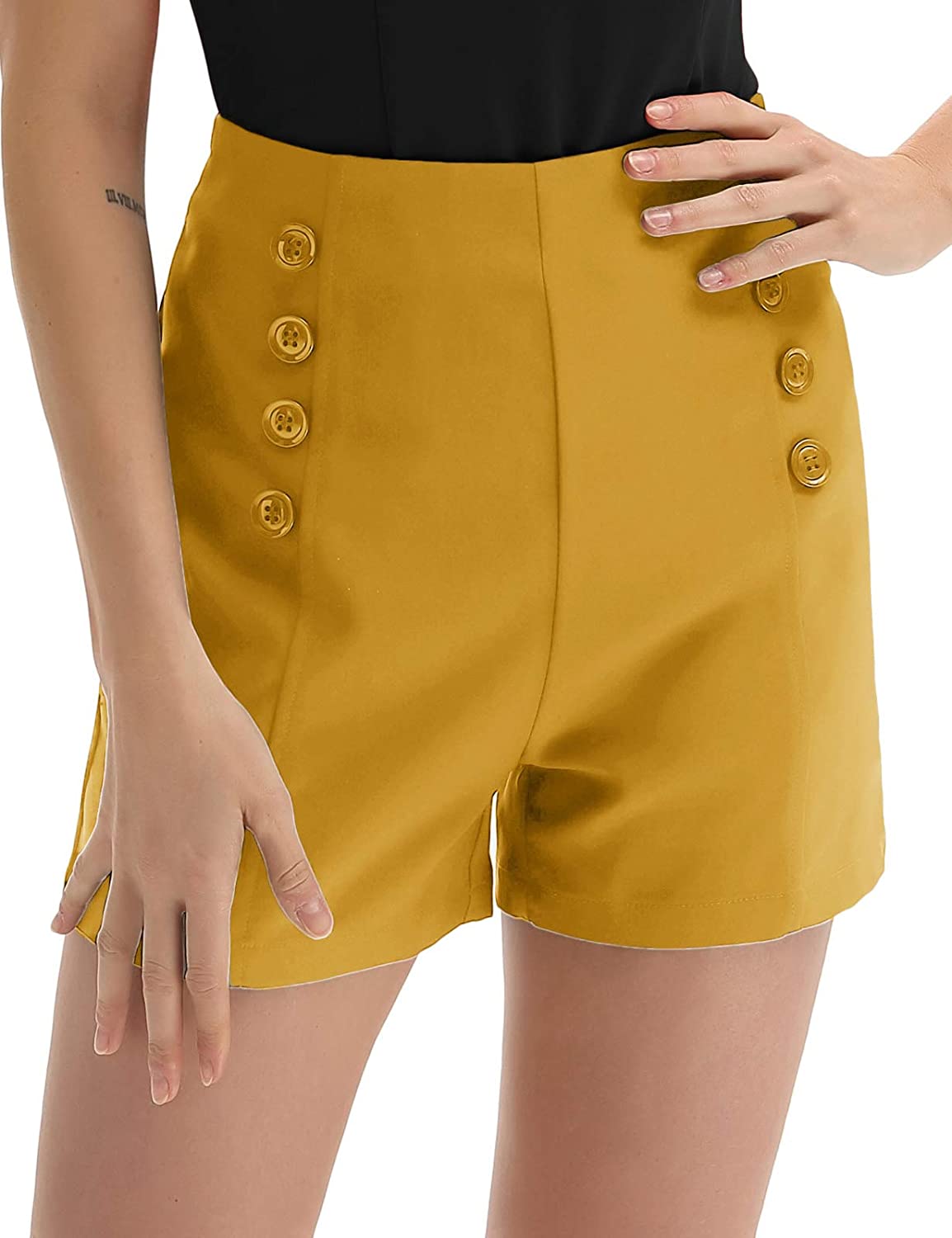 Women High Waist Stretch Shorts Vintage 