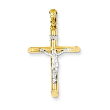 14kt Two Tone Yellow Gold Crucifix Cross Religious Pendant Charm Necklace Inri Latin Fine Jewelry Ideal Gifts For Women Gift Set From Heart
