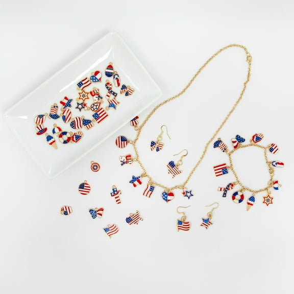 Cousin DIY Americana Enamel Charms, 60 Pieces for Jewelry Making