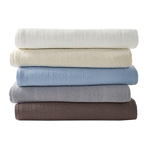 Herringbone Gray Cotton Blanket by Eddie Bauer