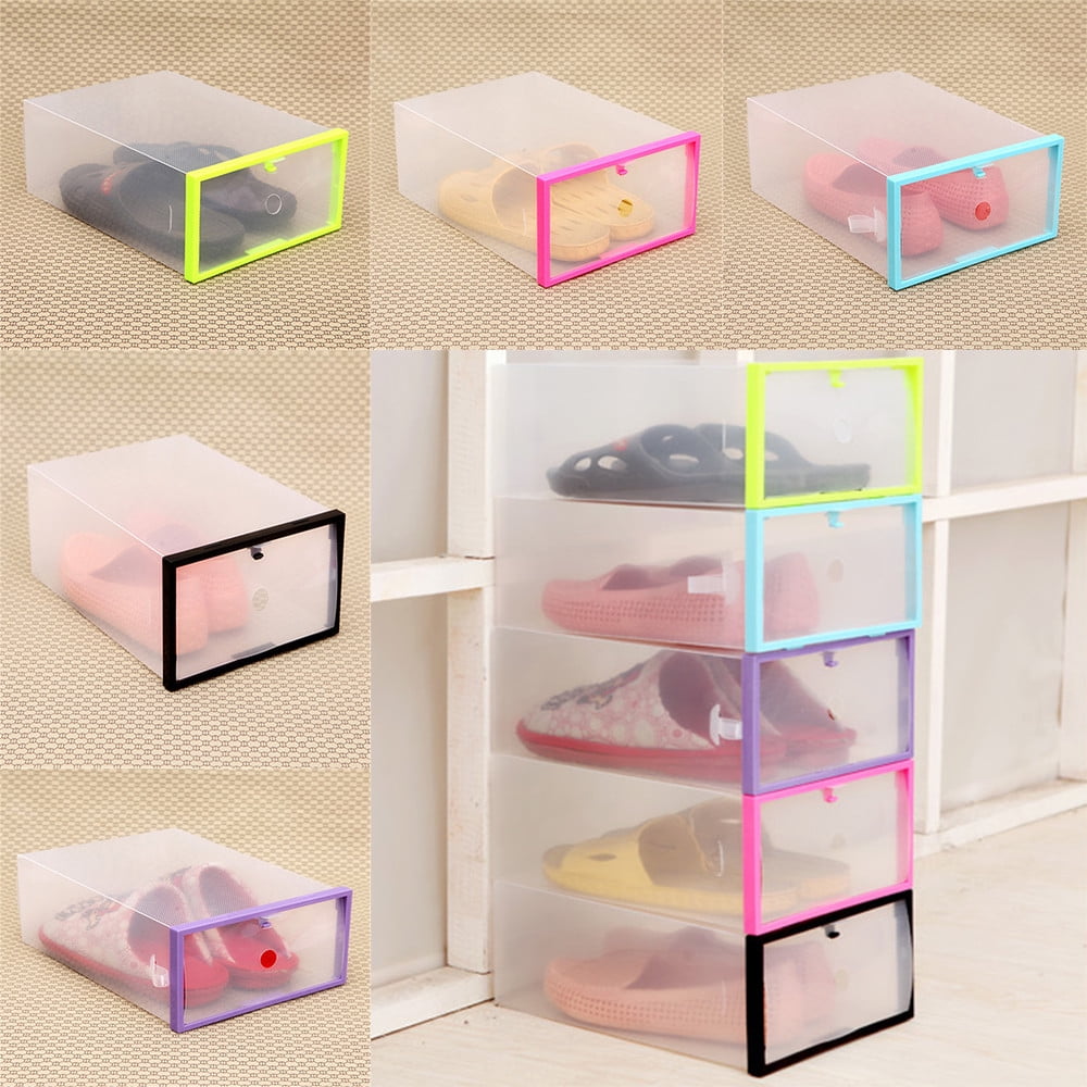 Details about   Unique Stackable Foldable Shoe Box Storage Clear Plastic Transparent Organizer 
