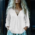 thumbnail image 7 of YFNNUP Linen Shirts for Women V Neck Tunic Shirts Lightweight Long Sleeve Solid Top Spring Vacation Tops Casual Travel Blouses, 7 of 7