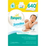 Pampers Sensitive Baby Wipes Tub & 9 refill packs (640 count)