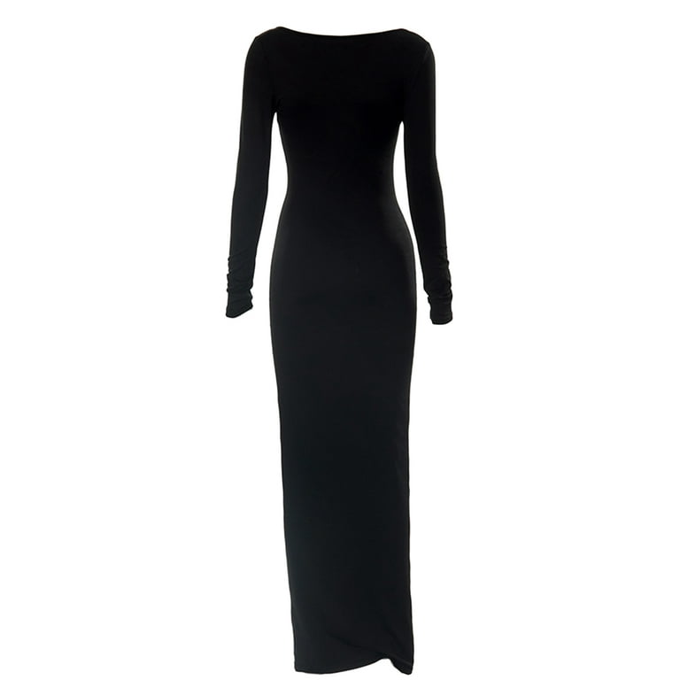 Women Spring/ Winter Plus Size Maxi Dress with Long Sleeve