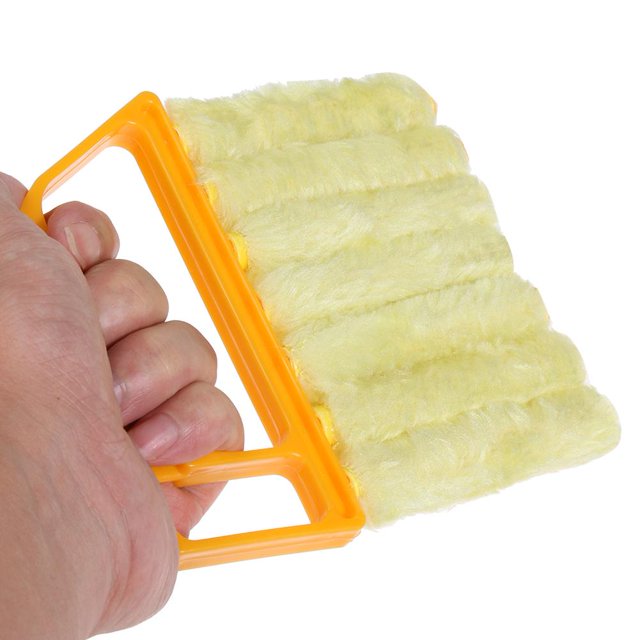 Limpiador de persianas Cepillo Plumero Persianas Herramienta de limpieza fácil Lavable Útil (Amarillo Likrtyny 3cp6rg2pd4ee5sc1