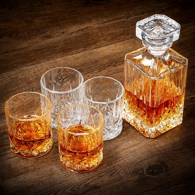 Whiskey Decanter Set Transparent Creative with 2 Glasses,Gifts for  Men,Whiskey Flask Carafe Decanter with 4 Whiskey Stones & Tong,Whiskey  Carafe for