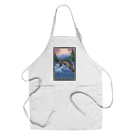 Mammoth Lakes, California - Fly Fishing - Lantern Press Artwork (Cotton/Polyester Chef's (Best Fishing In Mammoth Lakes)