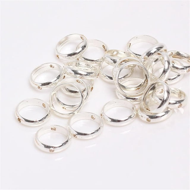 Yazoeia 50 Pcs Cadre Rond Rond pour Perles, Cadre à 2 Trous Séparateur de Perles Connecteur de Perles en Laiton Anneau Métal Double Trou Perles Rondes Cadres de Perles pour Perlage Boucle d'Oreille Bracelet Fabrication de Bijoux, Intérieur CJC912-163902