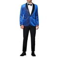 thumbnail image 2 of INSPIRE CHIC Men's Suit Jacket Shawl Lapel One Button Metallic Shining Fabric​ Blazers XL Blue, 2 of 5