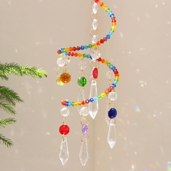 Spiral Sun Catcher Crystal Wind Chime Sunlight Refraction Colorful Prism Hanging Decor For Window Balcony Garden Indoor Outdoor