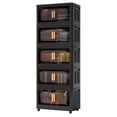 thumbnail image 2 of 20" Folding Storage Cabinet with Wheels, 5-Tier Collapsible Plastic Organizer with Magnetic Door, Portable Utility Storage Rack, Black, 2 of 7