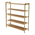 thumbnail image 3 of 5-Tier Bamboo Shoe Rack, Brown, 15-20 Pair Storage, Rustic Style, Entryway Shoe Organizer, 3 of 8