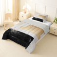 thumbnail image 2 of Castle Fairy Mid Century Watercolor Rectangle Twin Comforter Sets 2pcs,Minimalist Retro Aesthetics Bedding Set,Beige Black Gold,Reversible,1 Comforter and 1 Pillowcase, 2 of 6