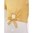 thumbnail image 6 of inlzdz Girls Metallic Shiny Hip Hop Jazz Dance Crop Top Performance Glitter T-Shirt Disco Party Dancewear Gold 150, 6 of 7