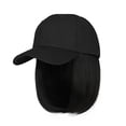 thumbnail image 2 of Baseball Cap With Hair Extensions Straight Short Bob Hairstyle Adjustable Removable Wig Hat 7.9inch For Woman Girl, 2 of 5