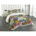 thumbnail image 3 of Ambesonne USA Quilted Bedspread Set 3 Pcs, Retro Auto License Plates, Queen Size, Multicolor, 3 of 5