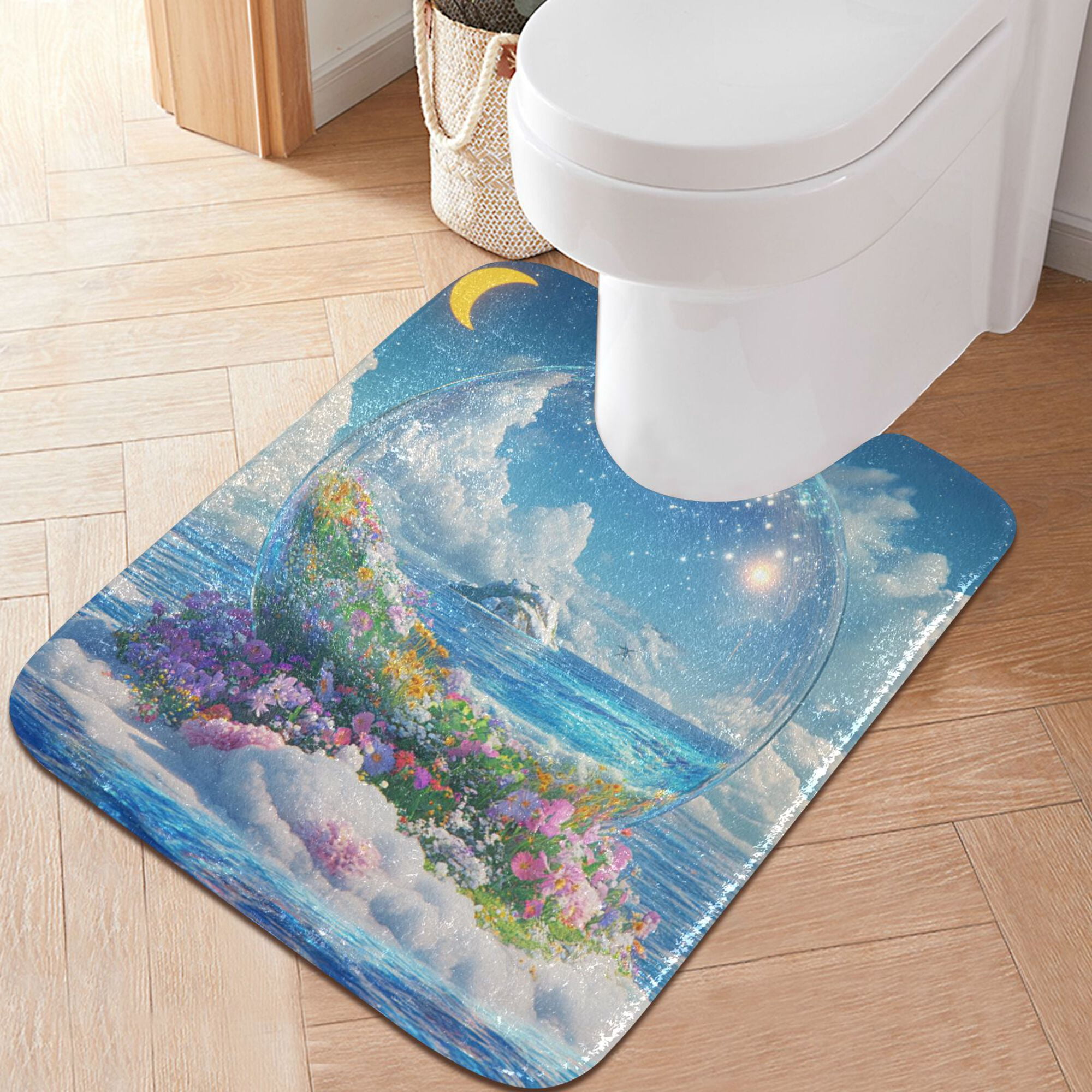 Yayeee Bath Rug for Bathroom Floor Non Slip Rectangle Fluffy Soft Absorbent Mat, 16"x24", Crystal Ocean