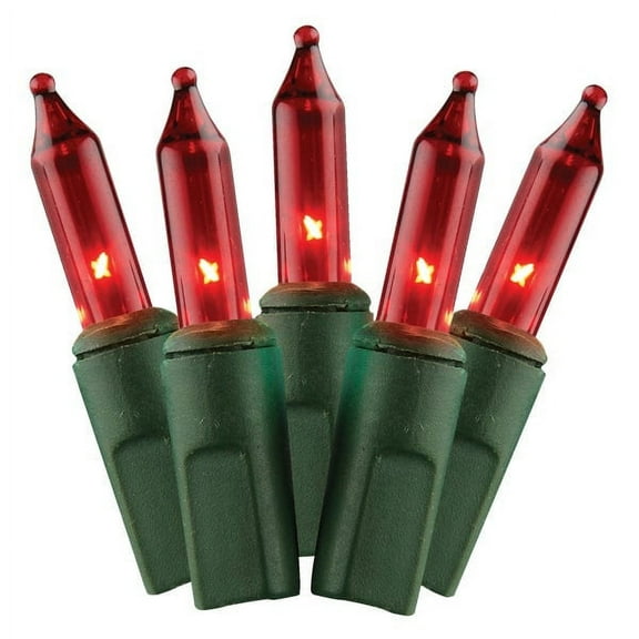 J Hofert Mini Incandescent String Light Set - Heavy-Duty, 150 Bulbs, Red, Indoor Use