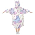 thumbnail image 2 of FORMRS Wearable Blanket Hoodie with Sleeves for Kids Cozy Flannel Sweatshirt, Pink Skates, 2 of 7