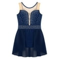 thumbnail image 2 of Sholeno Kids Girls Latin Lyrical Dance Dress Shiny Rhinestone Crisscross Back Ballet Leotard Dress Dancewear Navy Blue 8, 2 of 7