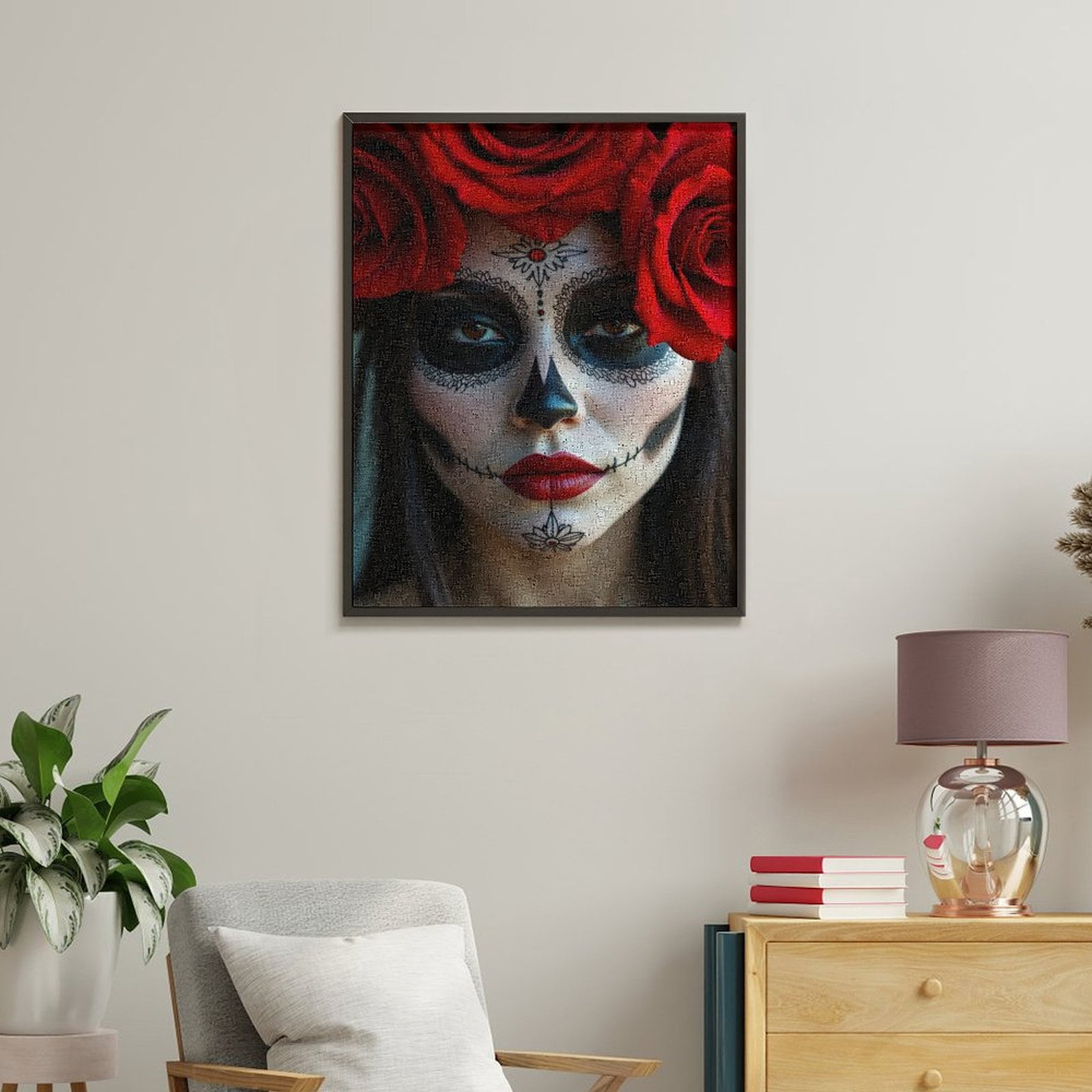 Paint By Numbers Kit for Adults Beginner - DIY Red Rose Face Art Elegance Canvas Painting Kits for Adults, Frameless Paint By Number for Adults for Home Wall Decor 16x20 Inch