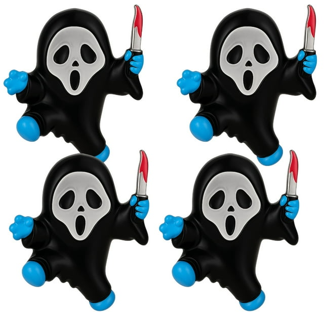 Dije terrorífico plata esmaltado CharmGhostface 4Pzas Plata S925 Chapa Charm Separador Ghostface Plateado/Negro/Azul/Rojo