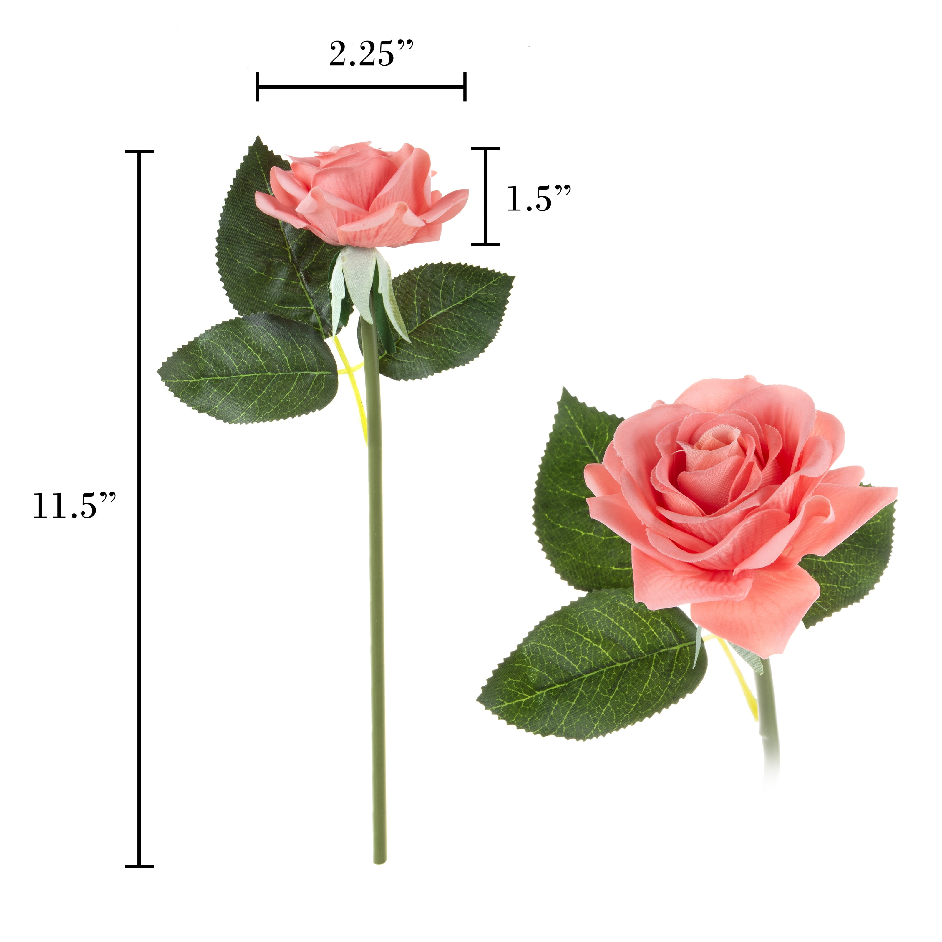Villacera Artificial Flower Bouquet – Real Touch Faux Roses (18P, Coral)