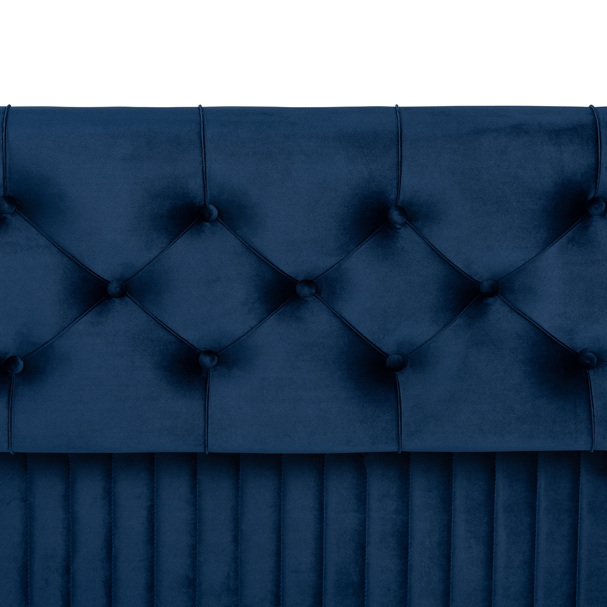 Baxton Studio Hanley Modern and Contemporary Navy Blue Velvet Fabric Upholstered and Walnut Brown Finished Wood Storage Ottoman