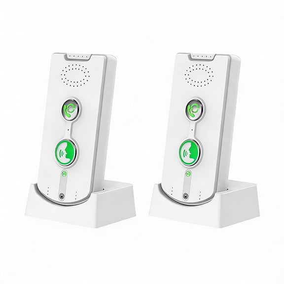 Yucurem Intercoms Wireless for Elderly, Portable Room to Room Long Range Intercom System with Charging Base, Two Way Intercom for Home Office - 2 Pack (White)