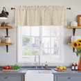 thumbnail image 4 of Beige Rustic Curtain Valances for Windows, Vintage Farmhouse Beige Solid Color Light Filtering Kitchen Curtains, Rod Pocket Window Valance Curtains for Living Room Bedroom, 42" W x 12" L, 2 Panels, 4 of 9