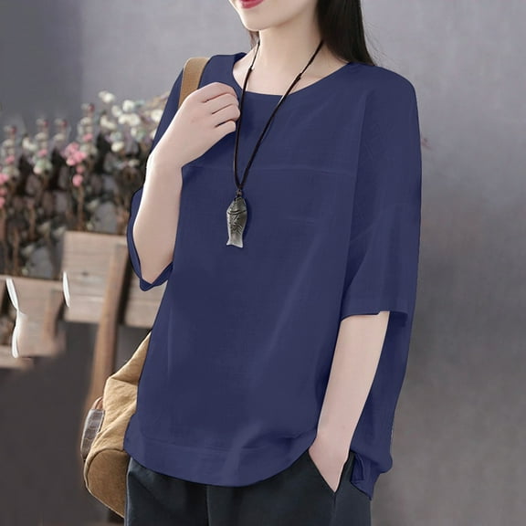 Aayomet Women Tops Women's Casual Floral Print V Neck Ruffle Short Sleeve Summer Shirts Tops Loose Blouses,Navy M