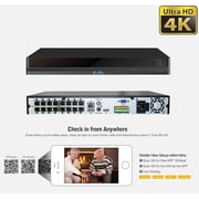 GW 16 Channel 4K NVR 8MP (3840x2160) H.265+ Video & Audio Starlight Smart AI Security Camera System - 8 x UltraHD 4K Human Detection PoE IP Dome Camera - 8MP (Two Times The Resolution of 4MP HD)