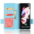 thumbnail image 2 of Wallet Case for Samsung Galaxy Z Fold3, Soft Silicone Lychee Pattern PU Leather Shockproof Flip Cover with Card Slots Holder Magnetic Clasp Lock Drop Resistant Kickstand Phone Case,Cyanblue, 2 of 5