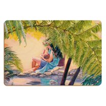 Hawaiian Mother and Child (Ka Makuahine Hawaiʻi A Me Ke Keiki) - From an Original Watercolor Painting by Janet Stewart - 8 x 12 inch Vintage Wood Art Sign