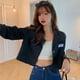 thumbnail image 1 of Blazer corto fino de primavera y verano 2023 para mujer, chaqueta coreana de manga larga, chaqueta corta para mujer, abrigo de traje de color liso con botonadura sencilla, 1 of 6