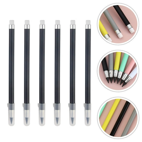 FONDOTIN 6Pcs Handwriting Pencils for Teenagers Writing and Drawing Cylindrical Black