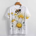 thumbnail image 4 of Bee And Flowers T-Shirt O Neck Retro Print Big Size T-Shirts Short Sleeve Tees Womens Pretty Design, 4 of 5