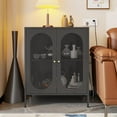 thumbnail image 2 of 2 Door Metal Mesh Storage Cabinet with 1 Adjustable Shelves-Steel Locker Cabinet for Living Room, Bedroom, Hallway, Office Room, Home, Hotel, Kitchen, Garage, 2-Tier (Mesh Door, Black), 2 of 10