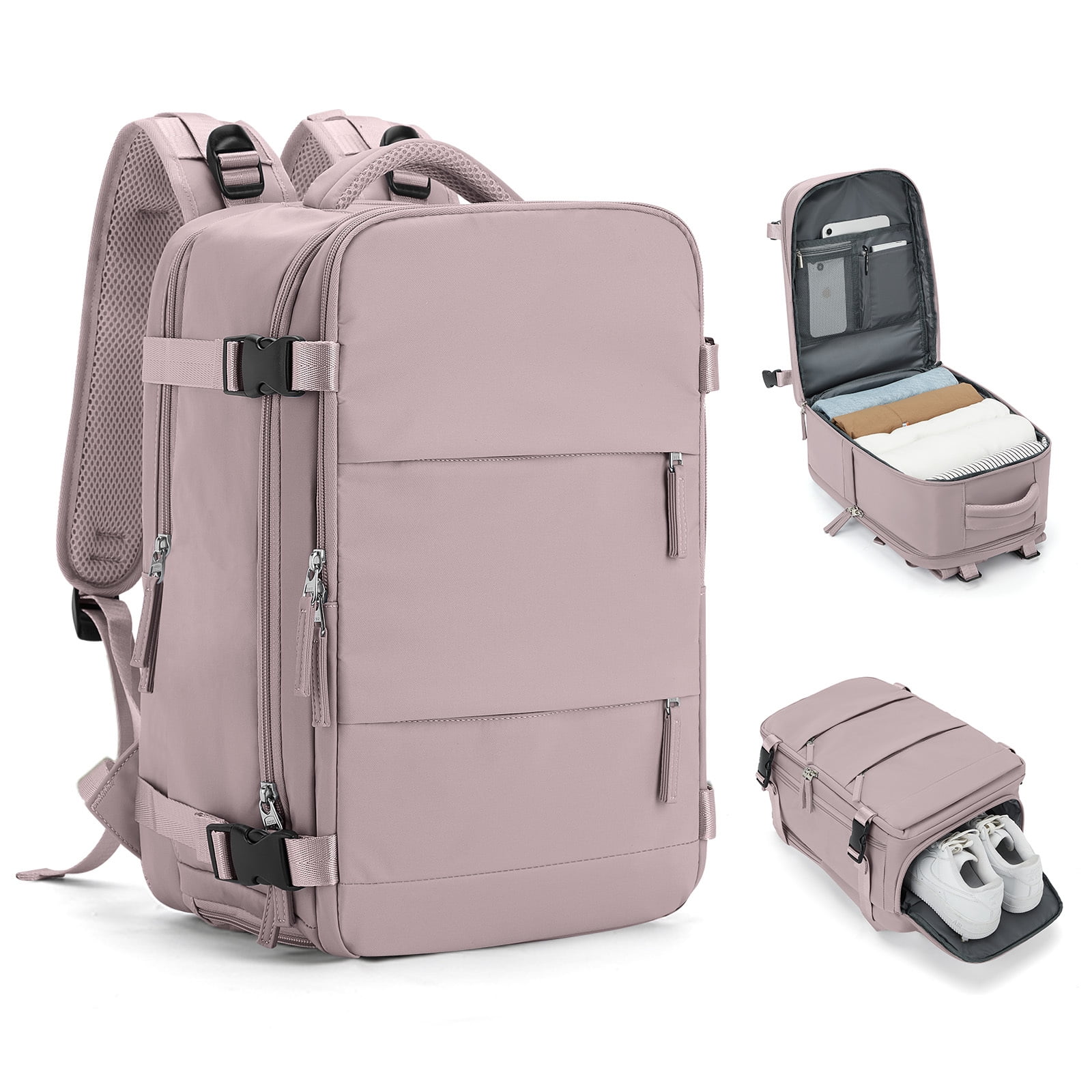 Large Travel Backpack for Women Men Airplane Approved, Carry on Backpack for Men Personal Item Travel Bag Carry on Flight, Waterproof Laptop Backpack Casual Daypack for Hiking with Shoes Compartment