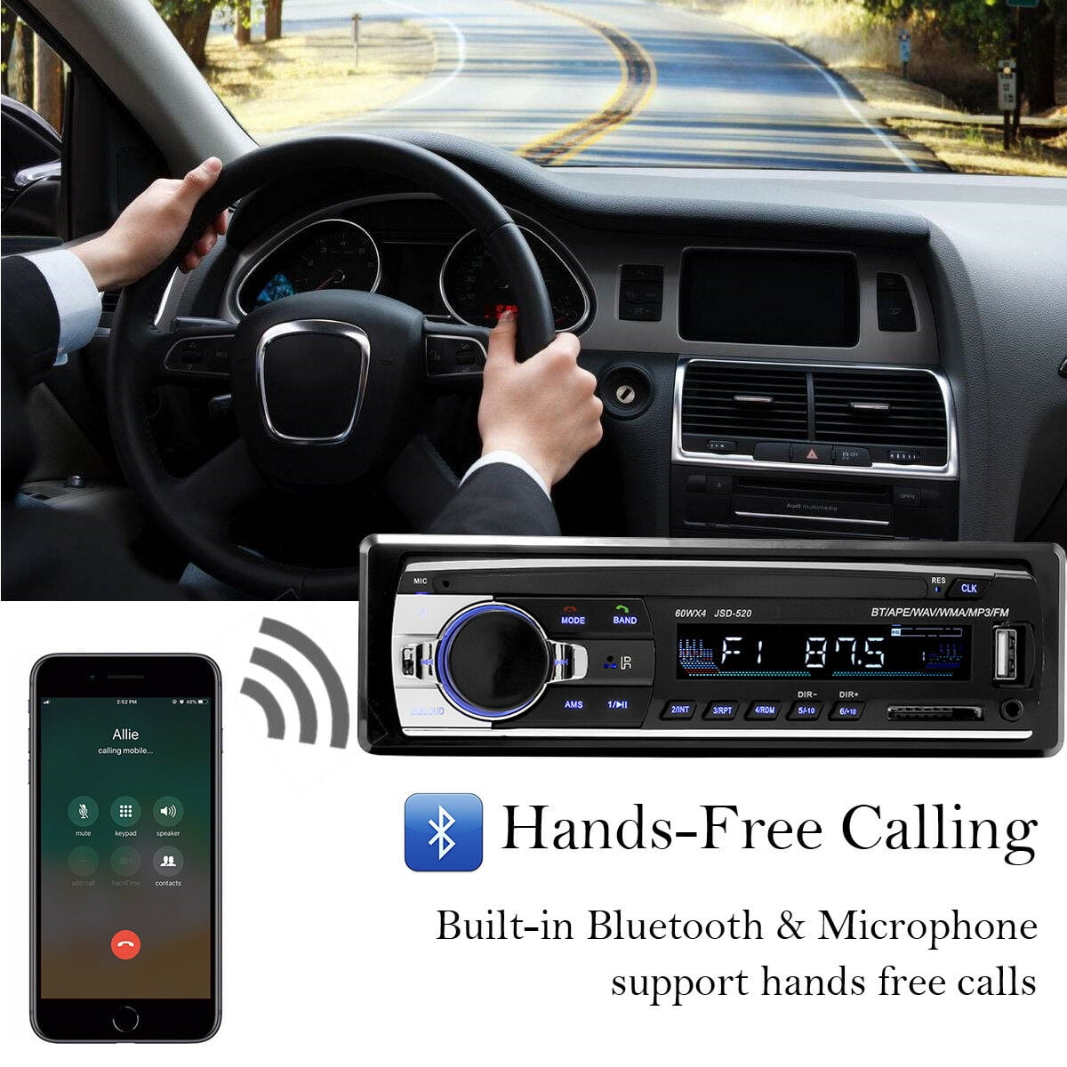 Compre 1 Din Bluetooth Stereo In-dash Audio FM Radio MP3 Player Soporte TF  USB AUX en China