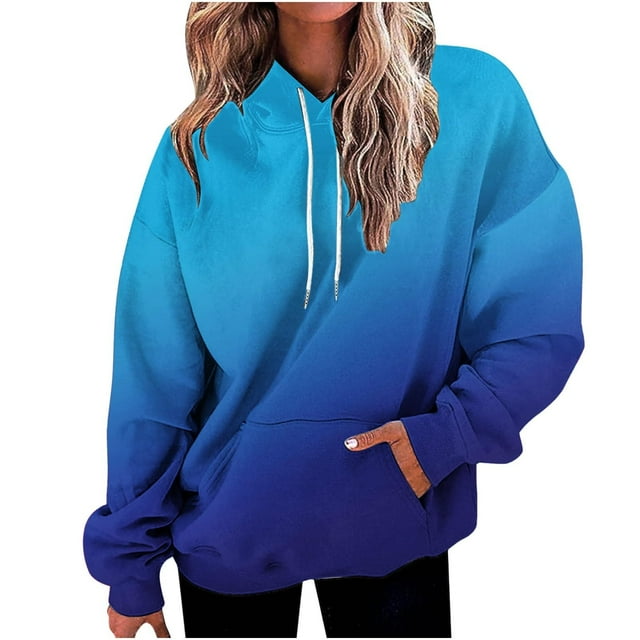 Women Fashion Solid Hooded Drawstring Sweatshirt With Pocket Casual Comfortable Pullover