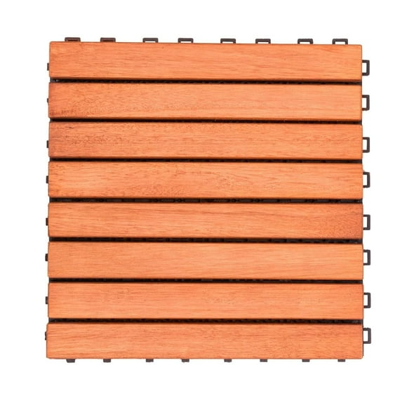 Reddish-brown Wooden Interlocking Deck Tiles (set of 10 Tiles)