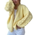 thumbnail image 2 of Zedker Cardigan Sweaters for Women Chunky Knitted Hollow Out Sweater Winter Open Front Knitwear, Plus Size Yellow L, 2 of 9
