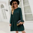 thumbnail image 4 of Vestido tipo suéter largo de color liso de moda de otoño e invierno, vestido de punto de línea A suelto y torcido con cuello redondo, 4 of 5